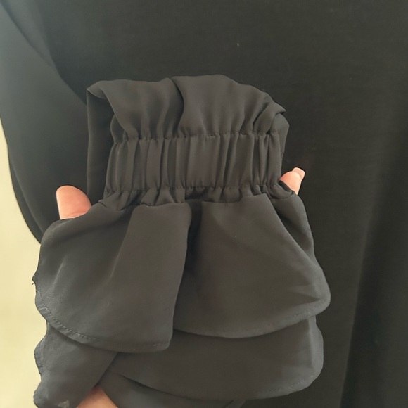 NWT DG2 by Diane Gilman long-sleeve top with ruffle bell sleeves round neck M - Picture 3 of 12